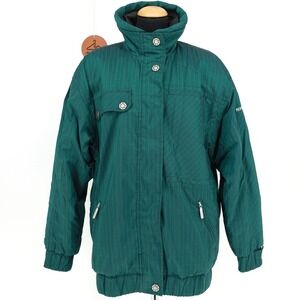 VTG Roffe Cleo Ski‎ Coat Green Pinstripe Size 10 Winter Cold Weather Outdoors